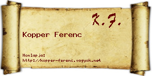Kopper Ferenc névjegykártya
